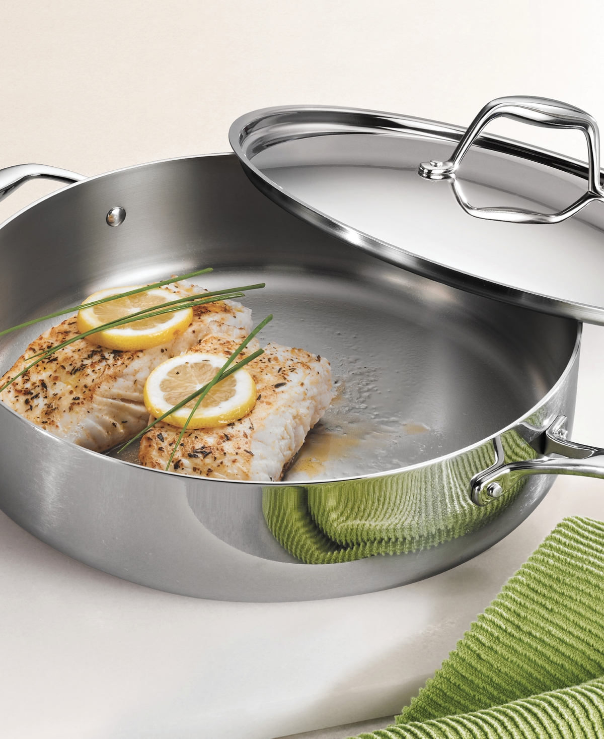 TRAMONTINA TRI-PLY CLAD STAINLESS STEEL 6-QT. COVERED DEEP SAUTE PAN 