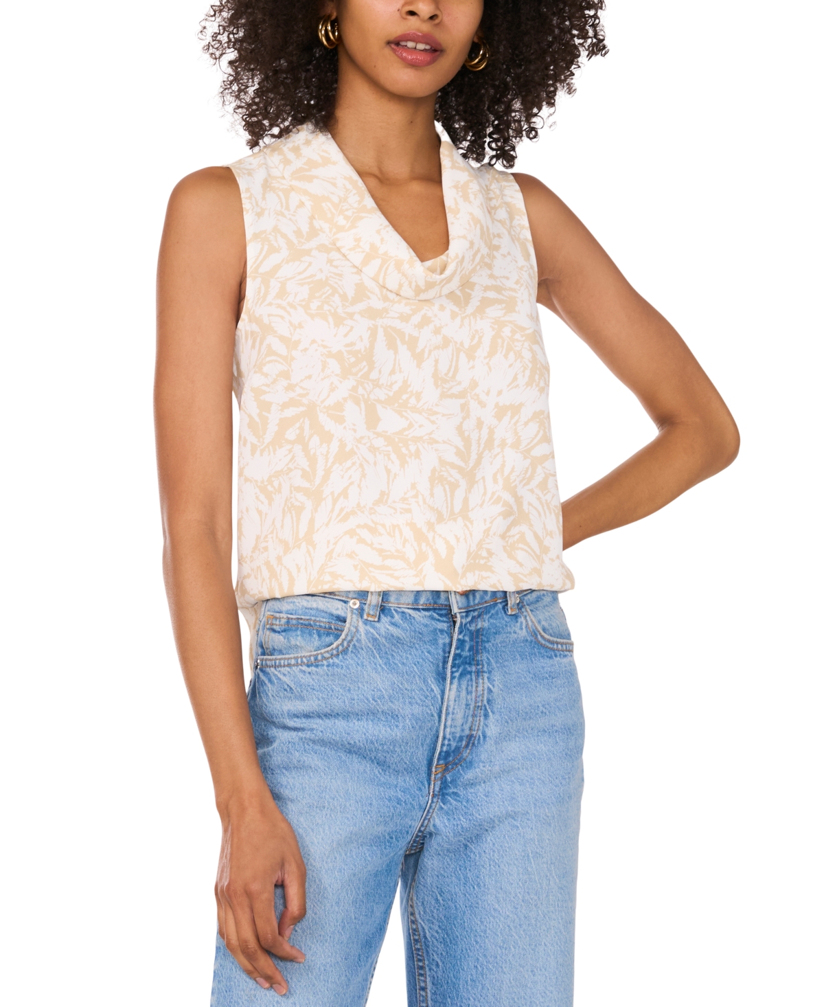VINCE CAMUTO WOMEN'S PRINTED COWL-NECK SLEEVELESS TOP 