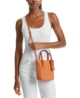 Quinn Small North South Woven Tote Crossbody