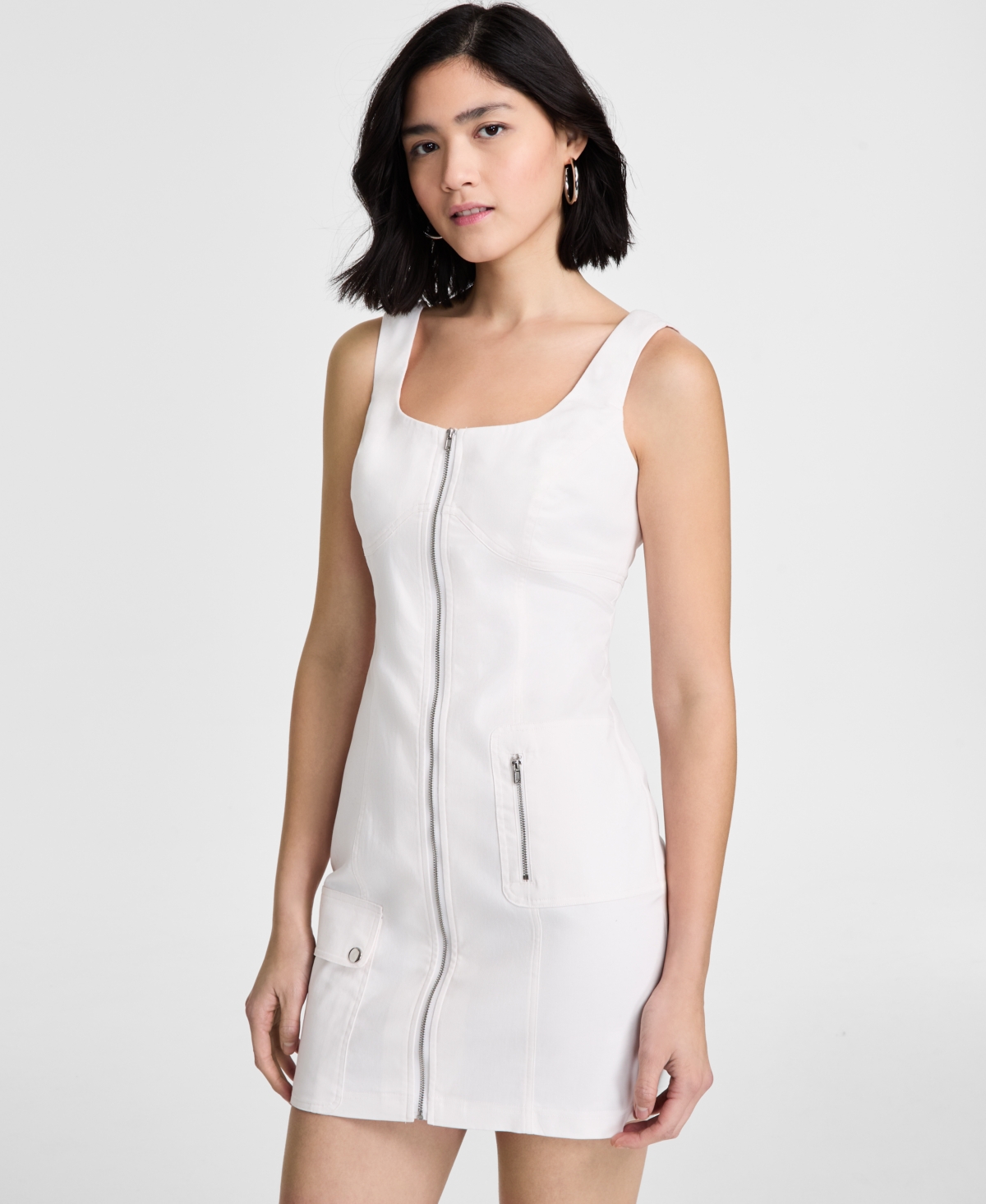 Bar Iii Women's Sleeveless Sweetheart Cargo Mini Dress, Exclusively At Macy's In Crema