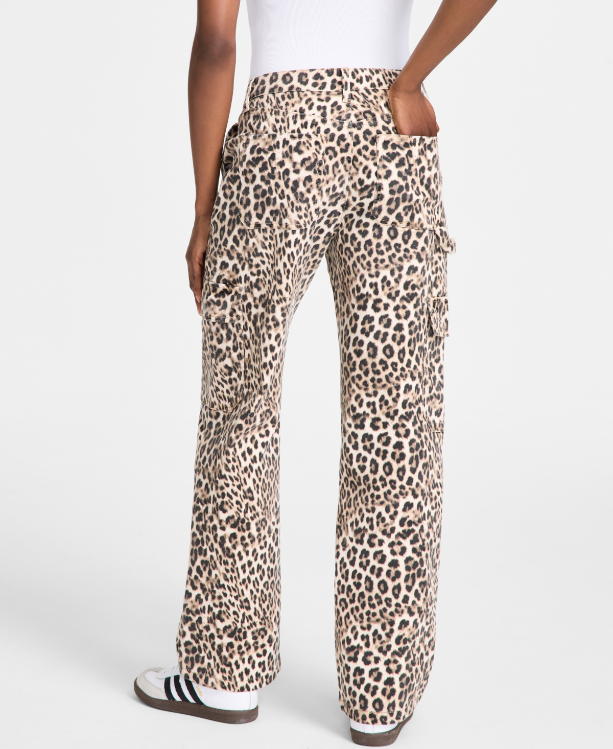 Bariii Bar Iii Women's Cheetah Print Cargo Jeans, Exclusively At Macy's In Clara Cheetah A