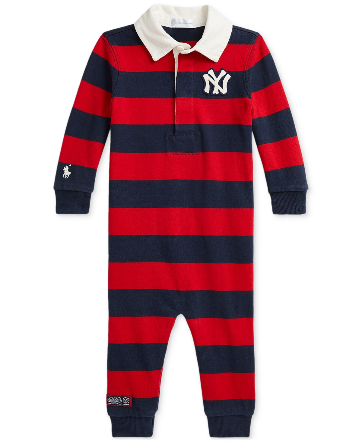 Polo Ralph Lauren Baby Striped Yankees Coverall In Multi