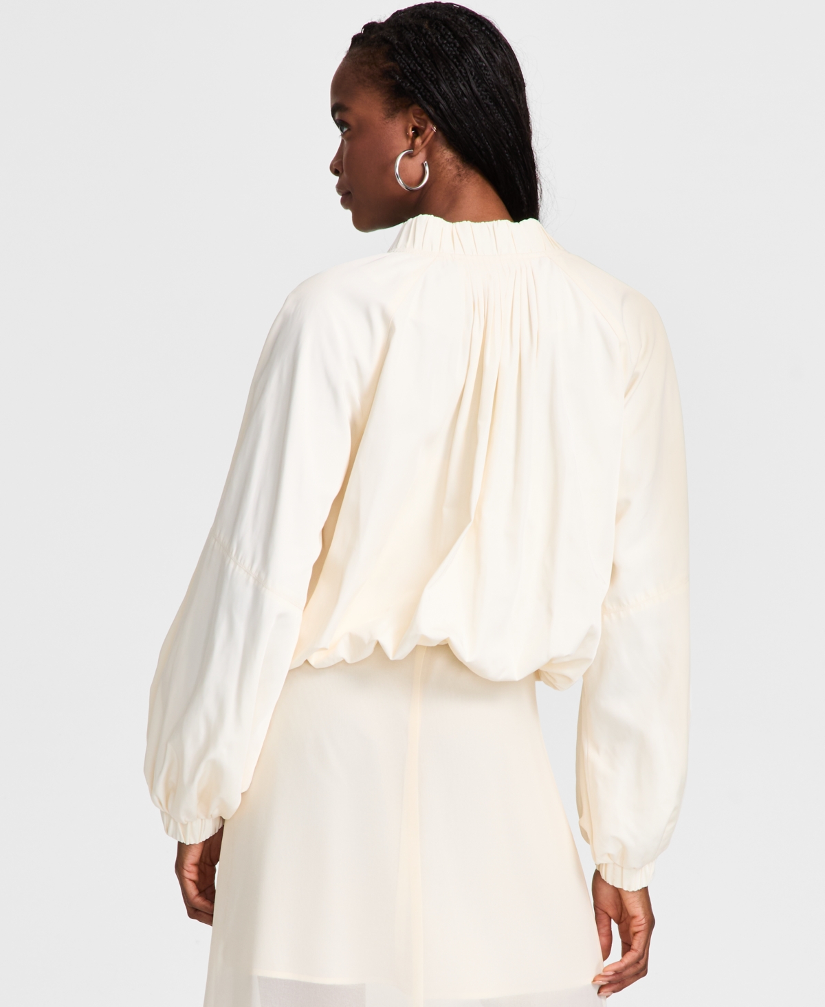 Bar Iii Women's Long-sleeve Bubble-hem Cargo Jacket, Exclusively At Macy's In Ivory Cloud