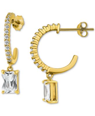 Cubic Zirconia Charm Hoop Earrings (3-5/8 ct. t.w.) in 18k Gold-Plated Sterling Silver, Exclusively at Macy's