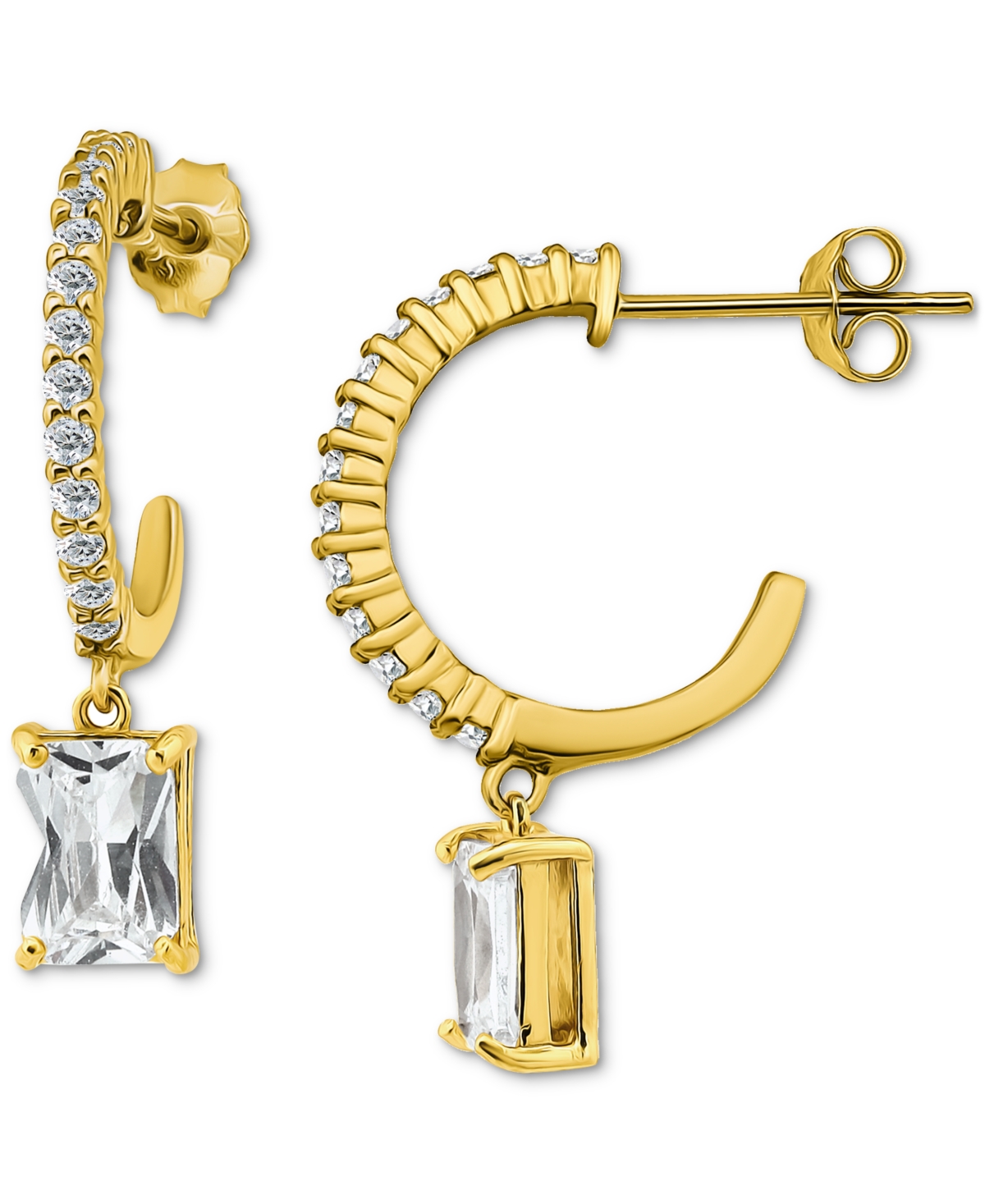 Giani Bernini Cubic Zirconia Charm Hoop Earrings (3-5/8 Ct. T.w.) In 18k Gold-plated Sterling Silver, Exclusively In Gold