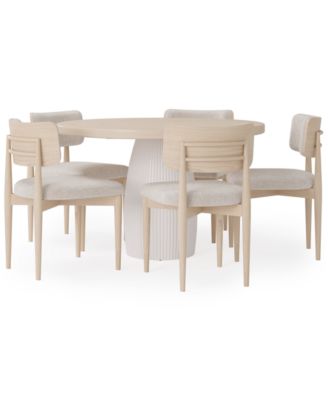 Lunare 6-Pc. Dining Set (Round Table & 5 Curved Chairs), Created for Macy's