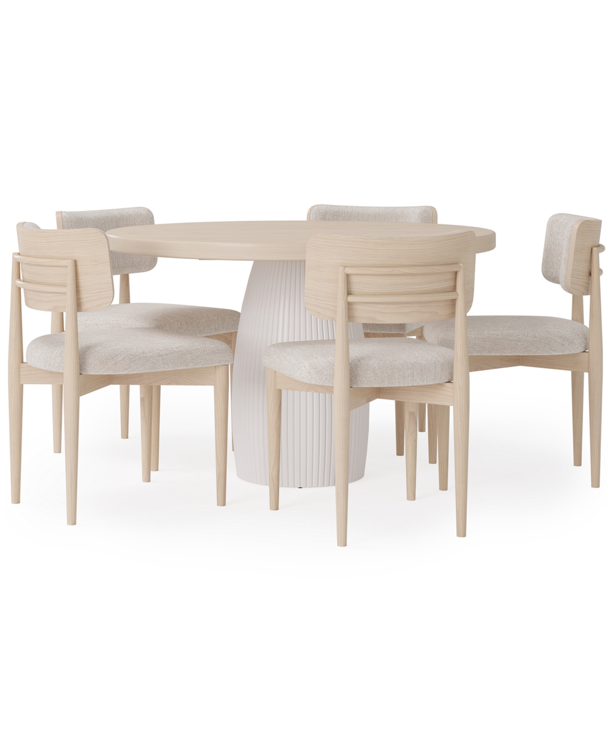 Macy's Lunare 6-pc. Dining Set (round Table & 5 Curved Chairs), Created For  In Sand