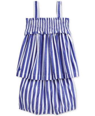 Polo Ralph Lauren - Baby Striped Cotton Poplin Top & Bloomer Set