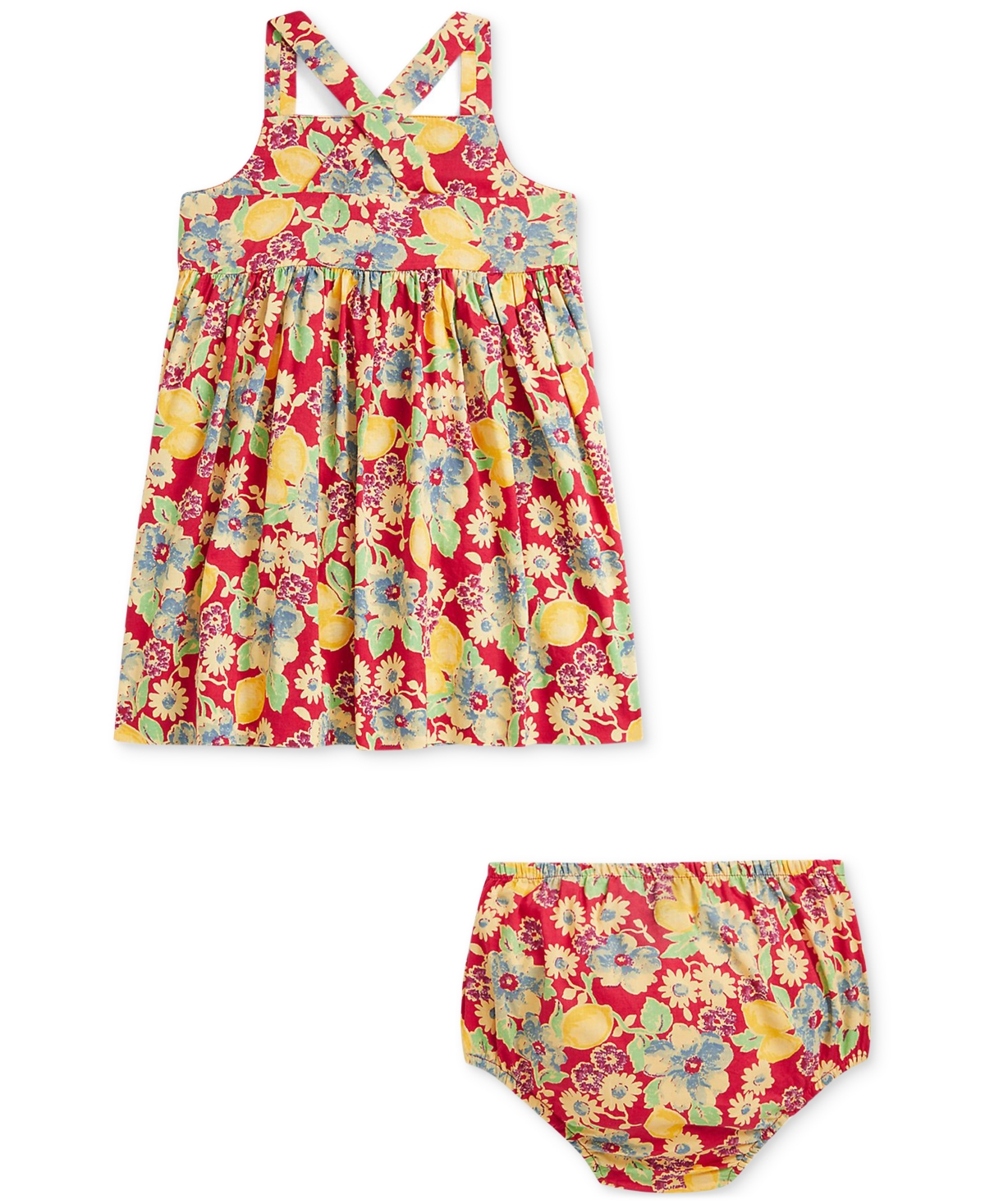 Polo Ralph Lauren Baby Floral Cotton Dress In Red