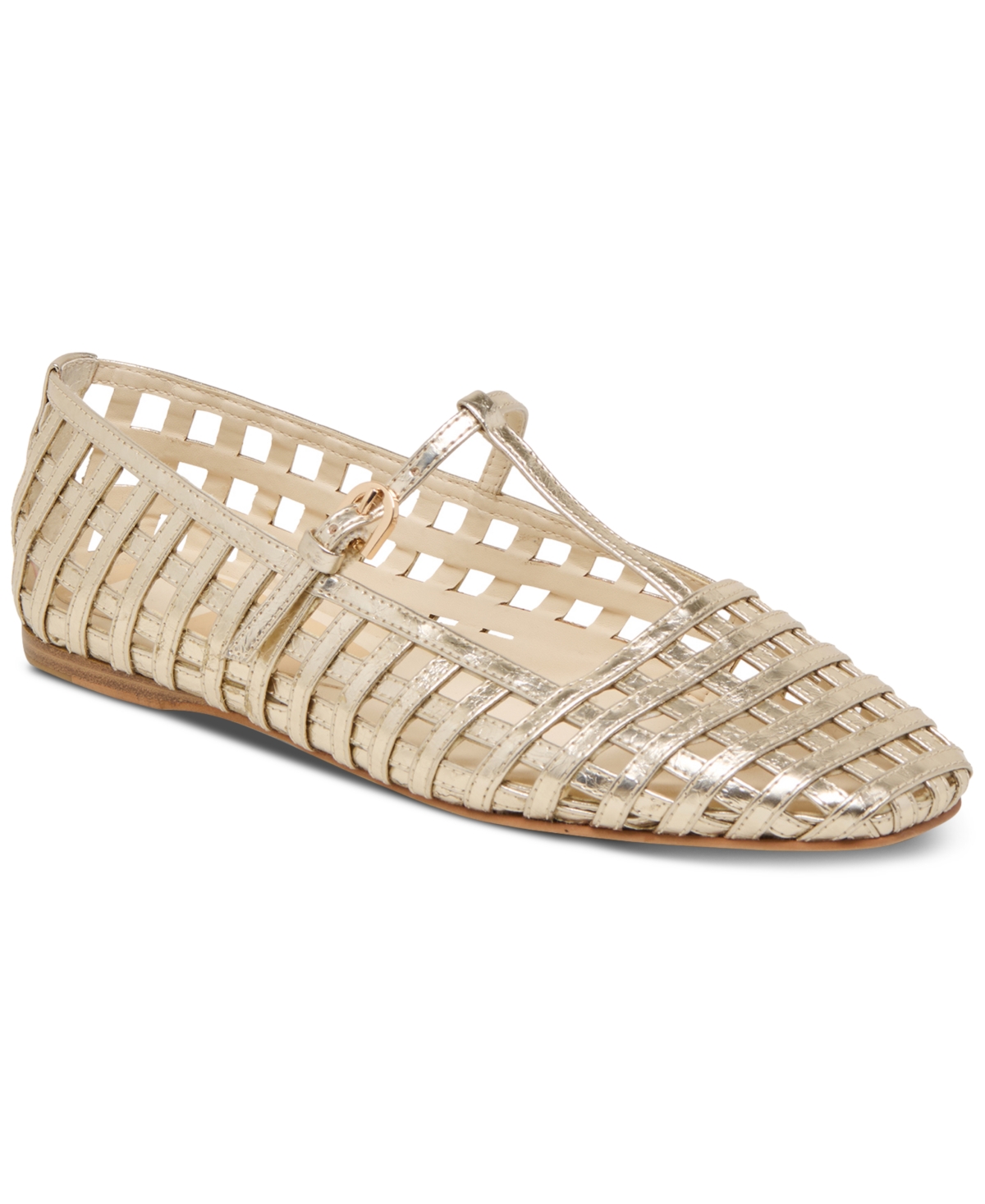 Dolce Vita Rains T-strap Flat In Light Gold Leather