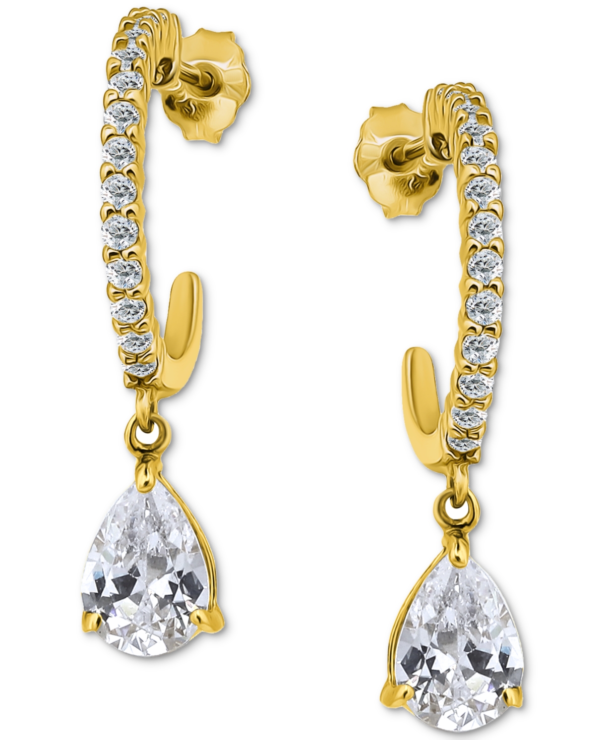 Giani Bernini Cubic Zirconia Pear Hoop Earrings (2-5/8 Ct. T.w.) In 18k Gold Over Sterling Silver