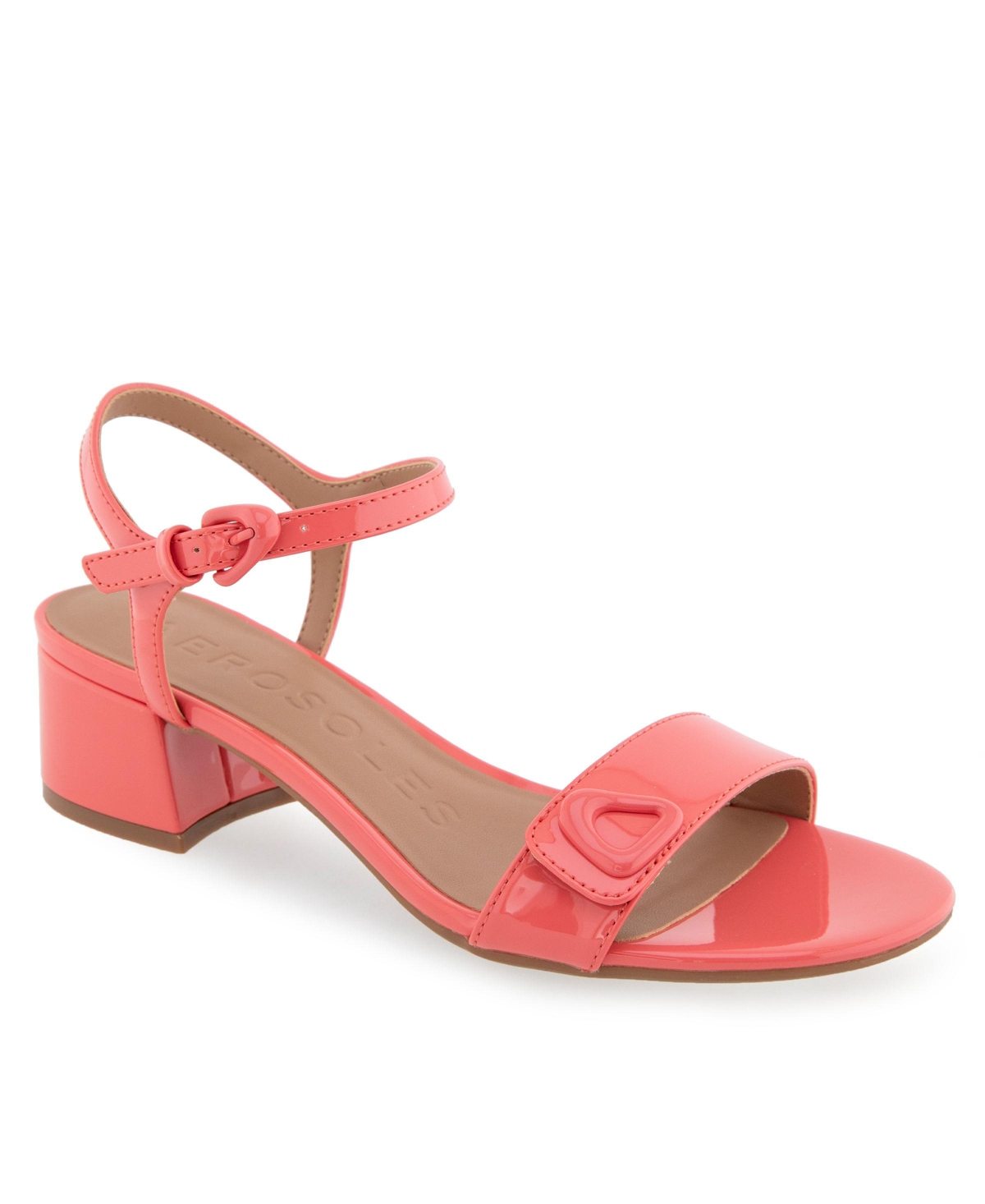 Shop Aerosoles Women's Cairo Round Toe Dress Sandals In Coral Patent Faux Leather