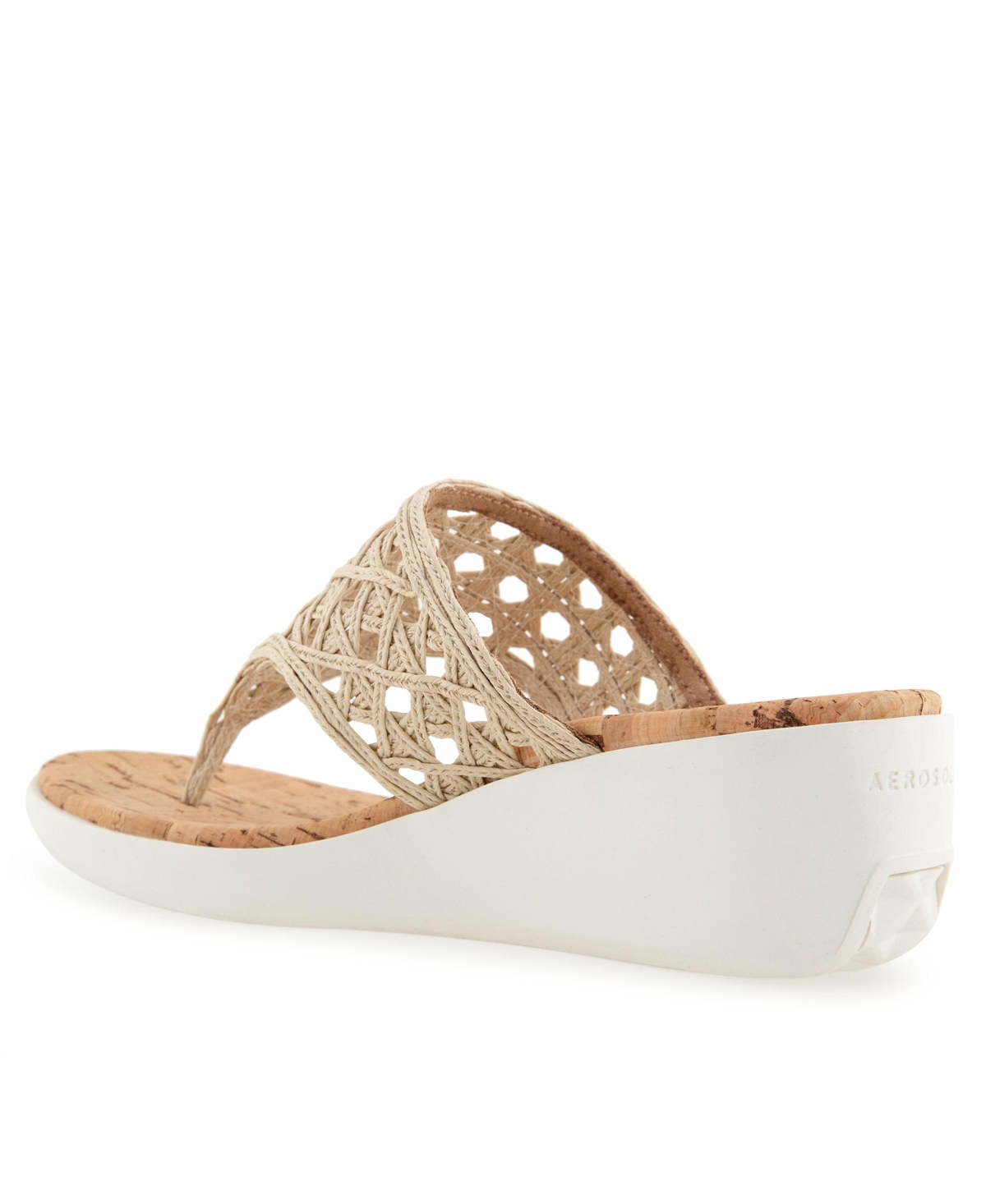 Shop Aerosoles Women's Ivie Round Toe Wedge Sandals In Natural Raffia