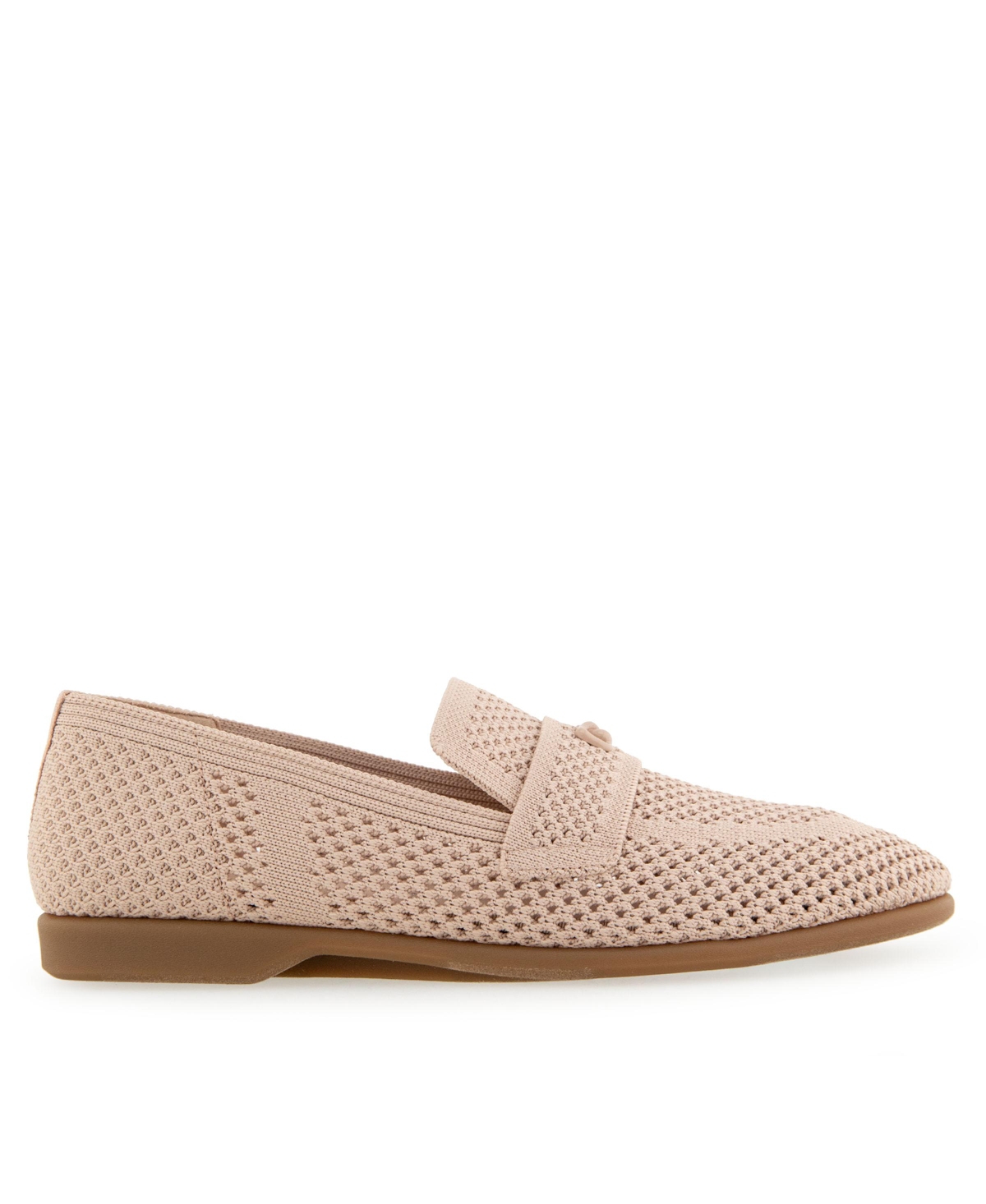 AEROSOLES WOMEN'S NANTI KNIT SMOKING ALMOND TOE SLIPPER FLATS 