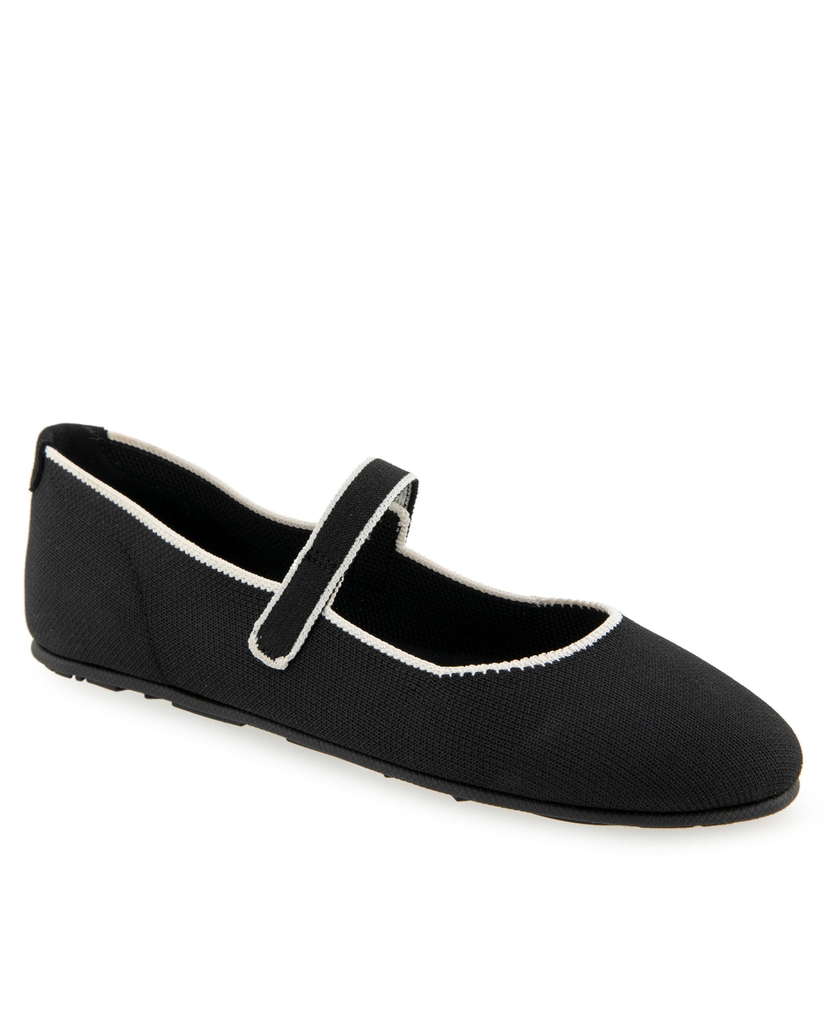 Shop Aerosoles Women's Perry Knit Round Toe Mary Jane Flats In Black Knit Fabric