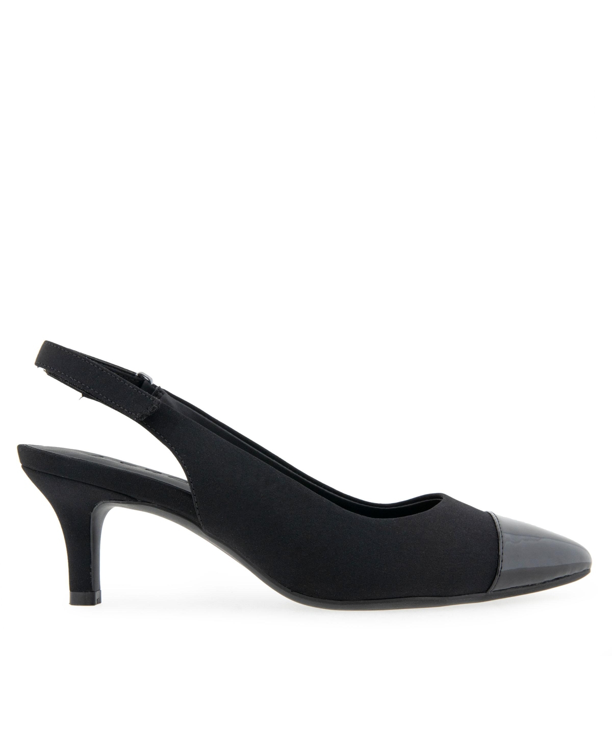 Aerosoles Levi Cap Toe Slingback Pump In Black Neoprene Fabric