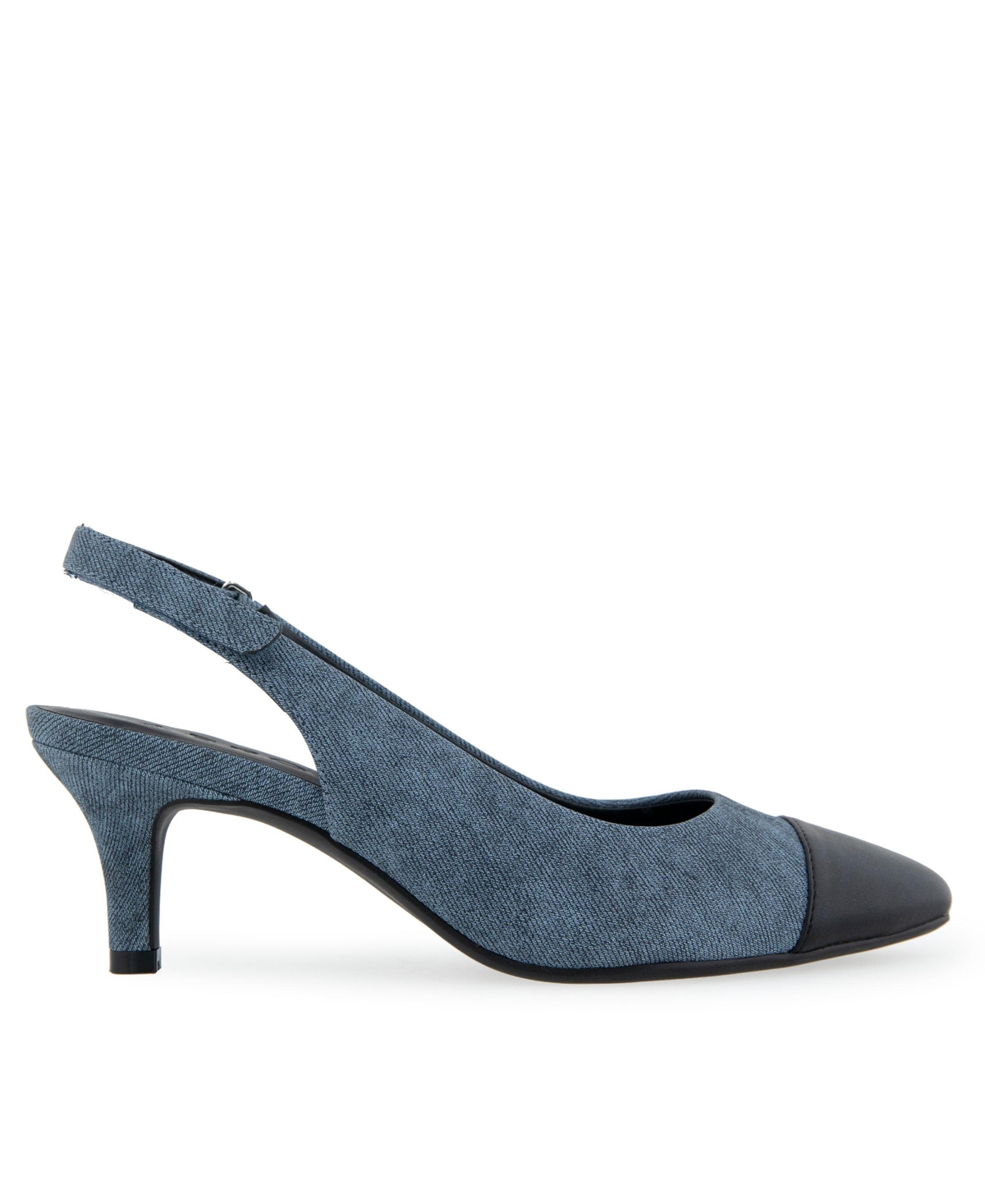Aerosoles Levi Cap Toe Slingback Pump In Blue Jean Faux Leather