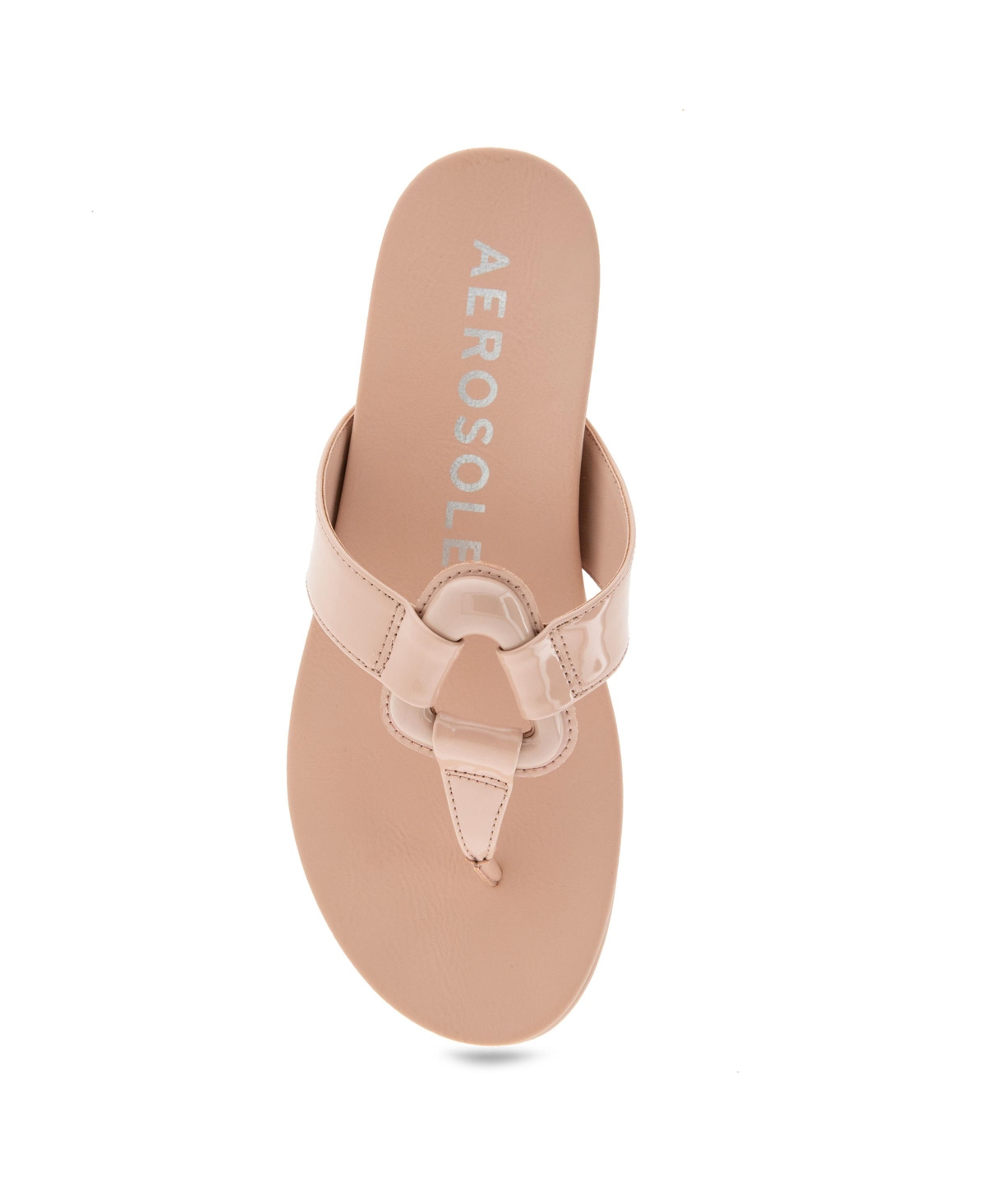 Shop Aerosoles Women's Fallon Round Toe Thong Sandals In Cipria Patent Faux Leather