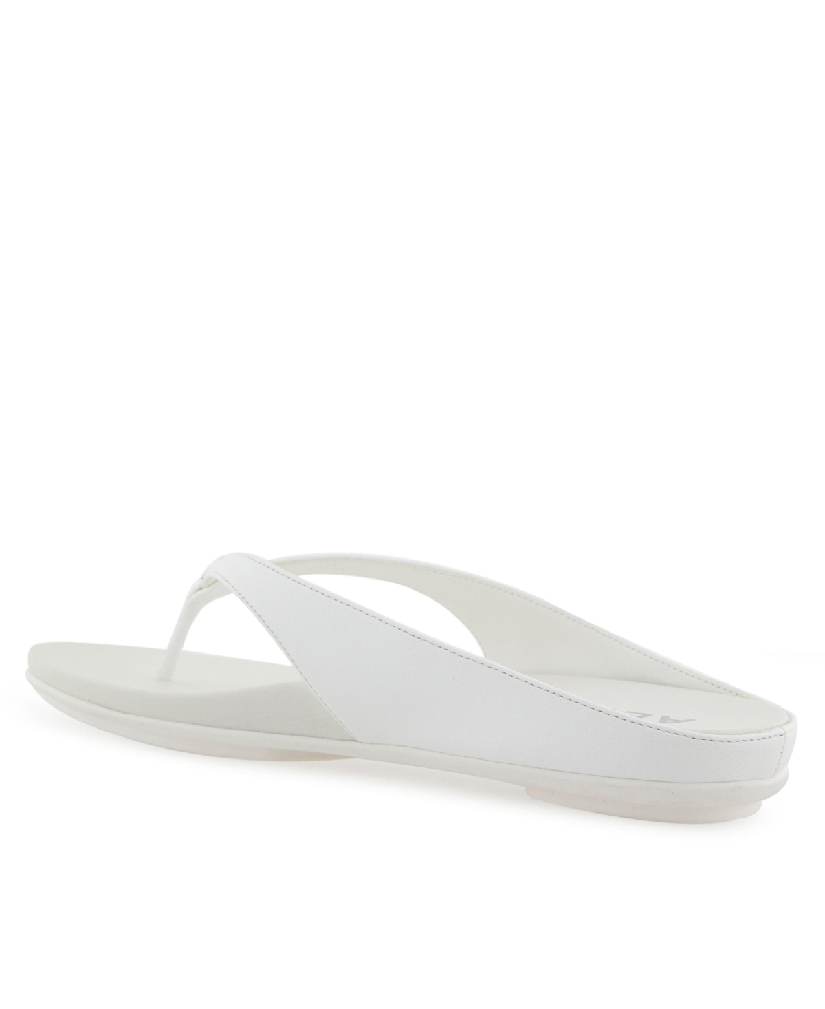 Shop Aerosoles Women's Fisher Round Toe Thong Sandals In White Faux Leather