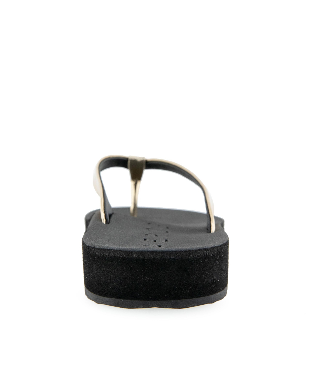 Shop Aerosoles Women's Jace Round Toe Thong Sandals In Gold Mirror,black