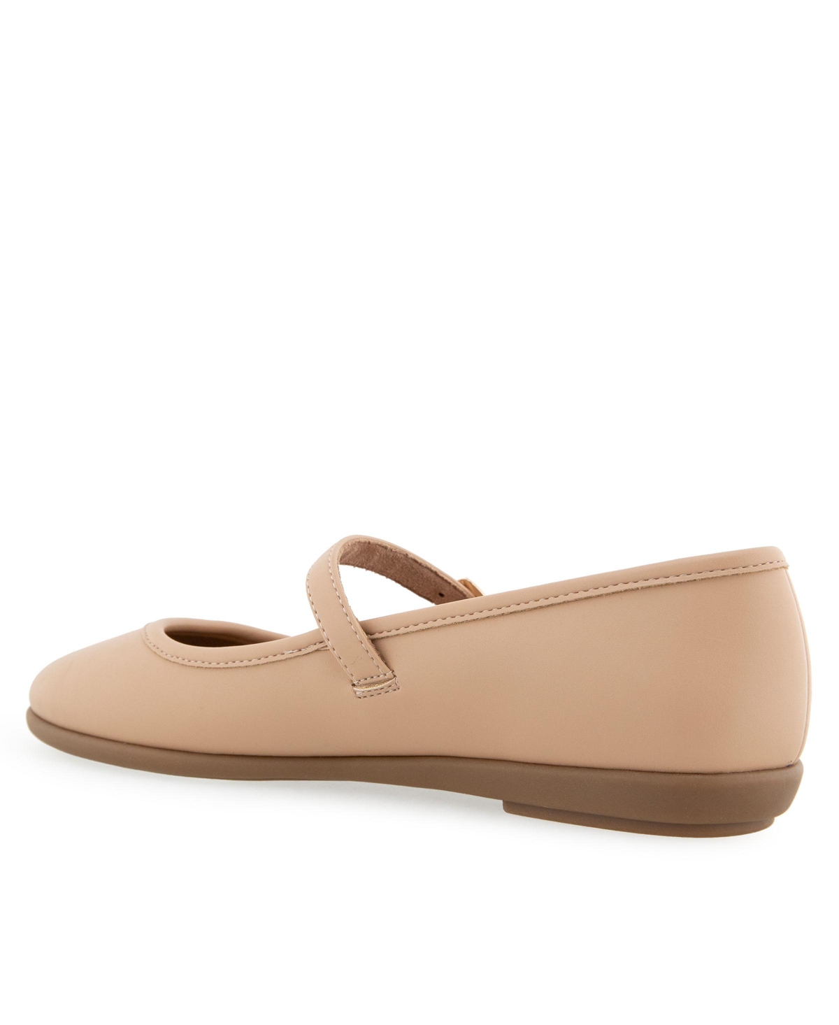 Shop Aerosoles Women's Baylee Round Toe Mary Jane Flats In Beige Bisque Faux Leather
