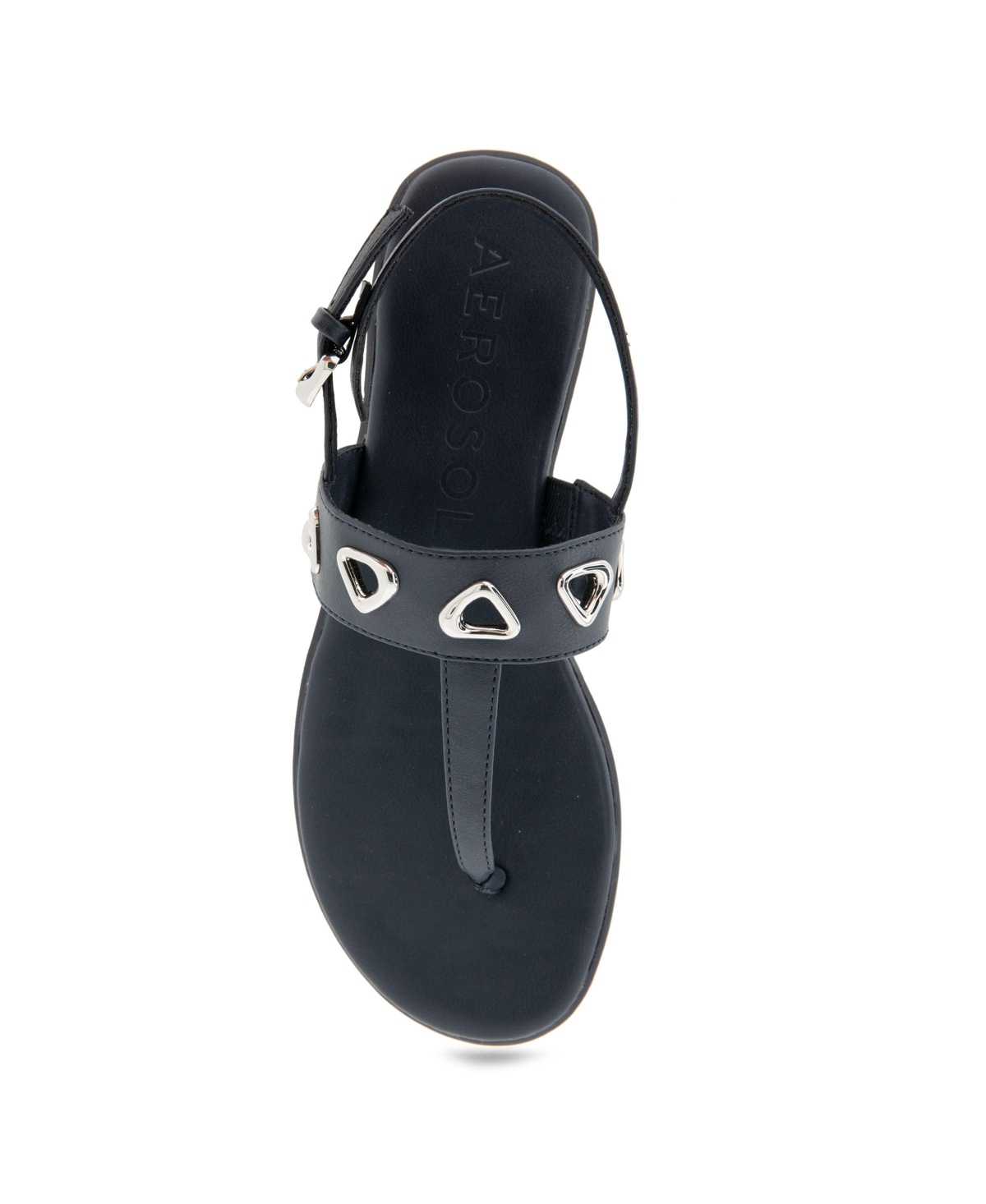Shop Aerosoles Women's Lago Round Toe Thong Sandals In Navy Faux Leather