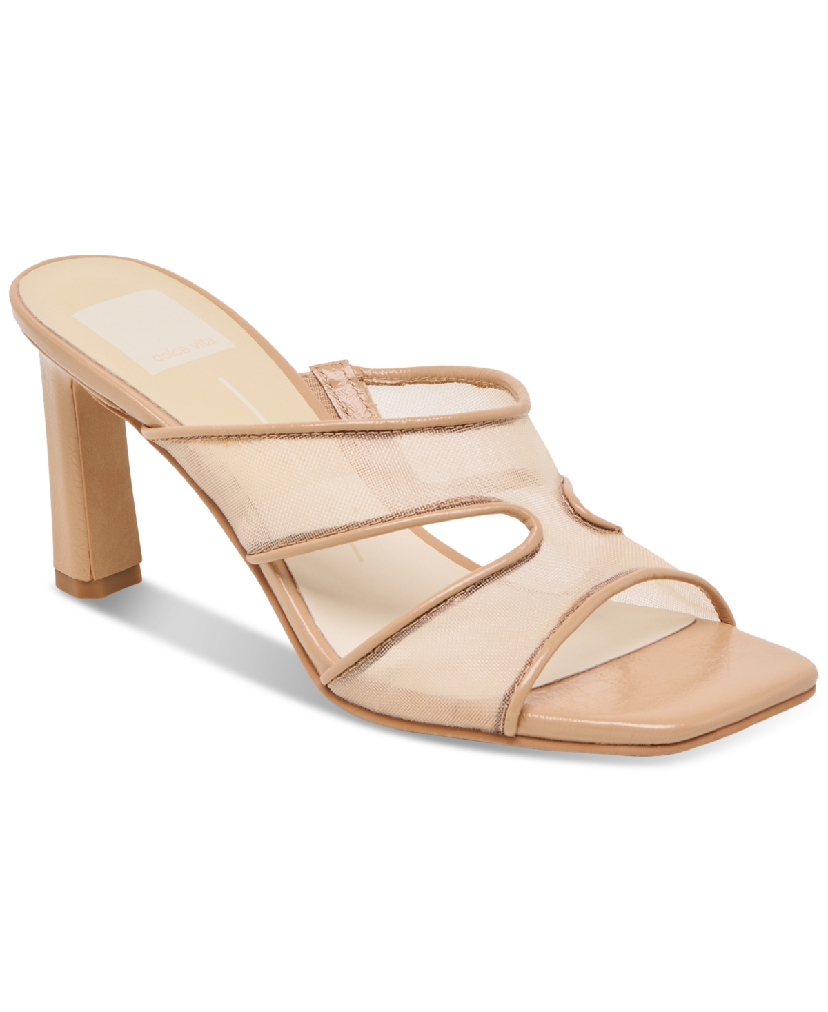 Dolce Vita Women's Gitel Crossband Slide High Heel Dress Sandals In Light Tan Mesh