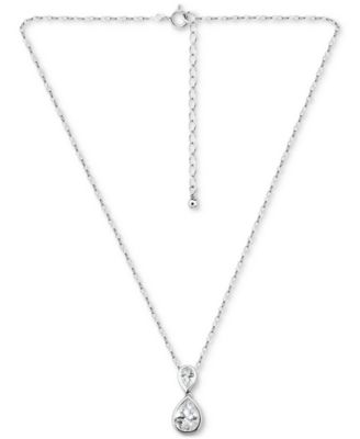 Cubic Zirconia Pear Pendant Necklace (3-3/4 ct. t.w.) in Sterling Silver, 16" + 2" extender