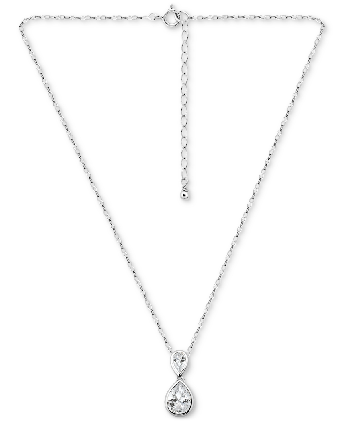 Giani Bernini Cubic Zirconia Pear Pendant Necklace (3-3/4 Ct. T.w.) In Sterling Silver, 16" + 2" Extender In Silver