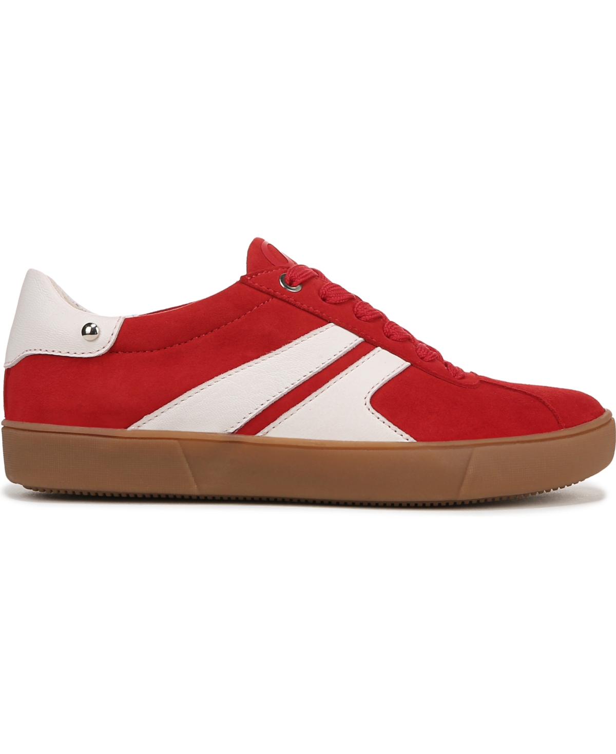 Naturalizer Women's Medina Round Toe Lace Up Sneakers In Crimson Red,white Suede,leather