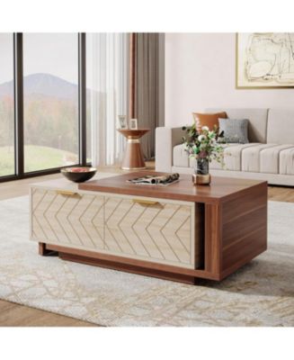 Tribesigns Extendable Coffee Table with 2 Storage Drawers, Dual-Tone Center Table with Sliding Tabletop - Macy's
