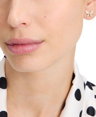 Lucky Charm Gold-Tone Pav&eacute; Crystal Butterfly Stud Earrings