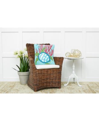 Coral & Turtle Hooked Accent Throw Pillow