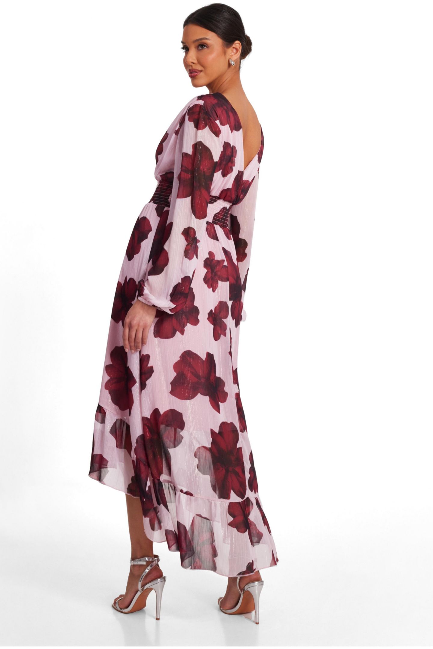 Женское платье QUIZ Chiffon Wrap Midi, цвет: Пудровый — фото 3