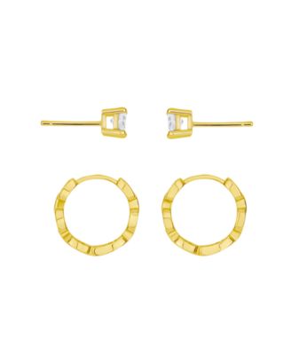 Cubic Zirconia Stud and Hoop Earring Set