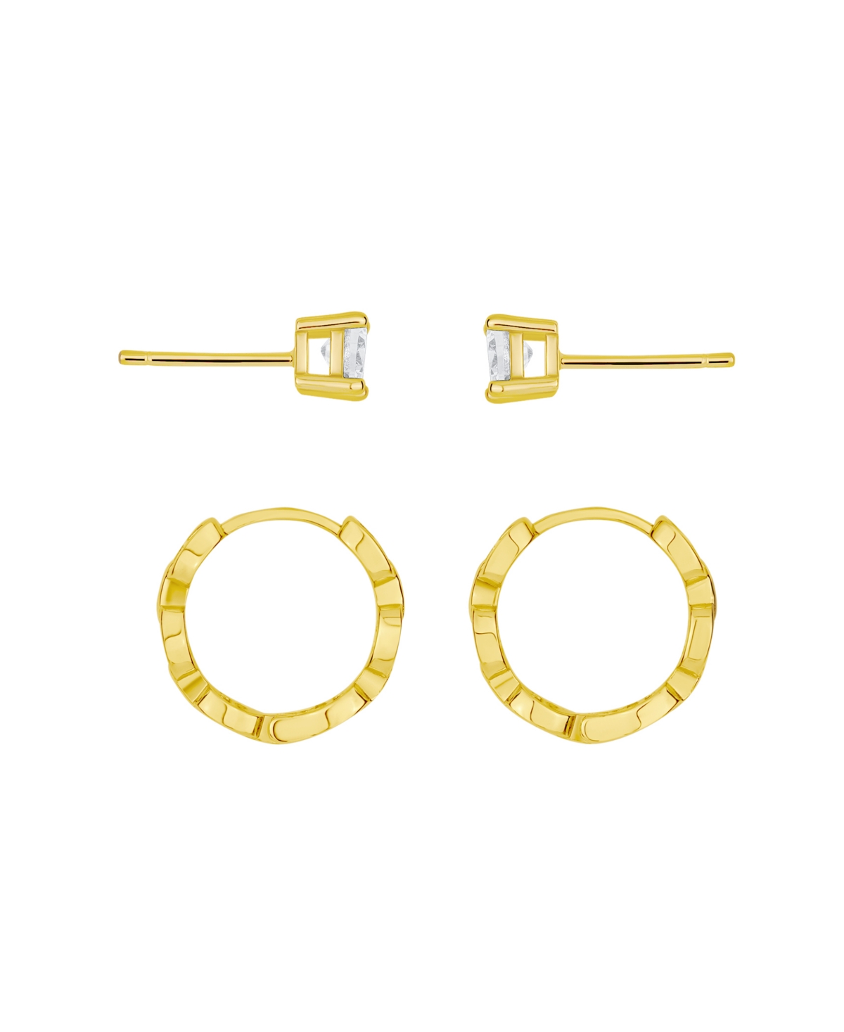 And Now This Cubic Zirconia Stud And Hoop Earring Set In Gold