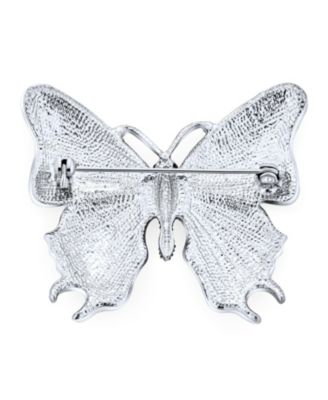 Large Multi Color Butterfly Brooch Pin Crystal Accent Enamel Gold Plated