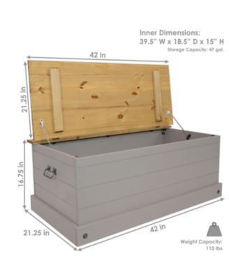 Indoor Trunk with Handles - Solid Pine Construction - Gray - 39.5" W