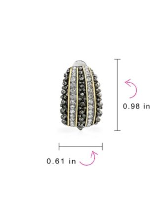 Bali Style Caviar Beading Crystal Half Hoop Clip-On Earrings 14K Gold Plated Brass