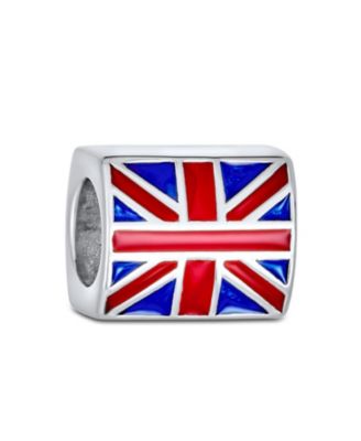 Union Jack Charm Bead Sterling European Bracelet