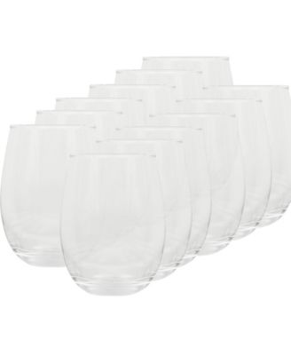 Bellini Glass 12 Piece All Purpose Stemless Red, White, Water, Beverage Glasses/Tumbler - Set of 12