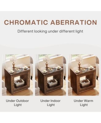  2 PC  Wood2 Tiered Square Side Table with Storage Shelf Rustic Wood End Table