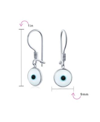 Spiritual Protection Nazar Evil Eye Dangle Earrings Sterling Silver Hooks