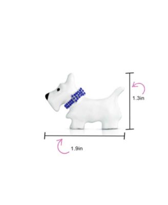 Large Statement Blue or Pink Crystal Dog Brooch Pin Silver Tone 1.3 Inch