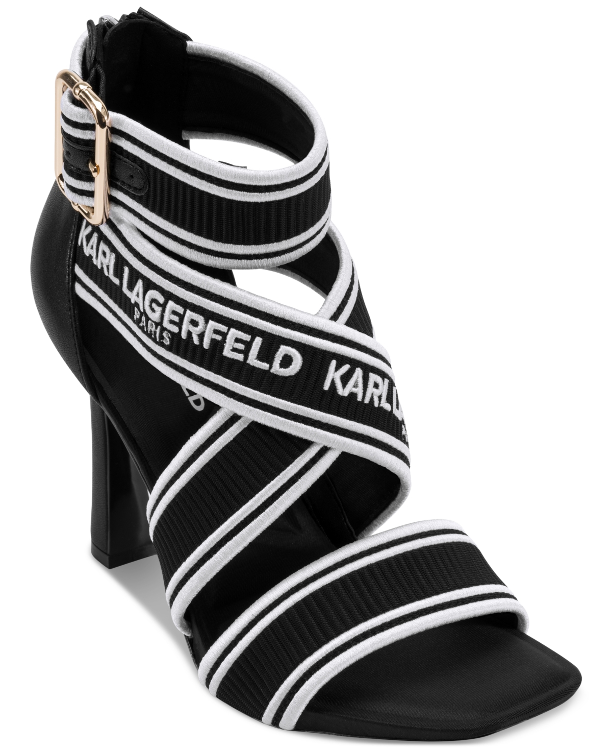 Shop Karl Lagerfeld Women's Careliz Strappy Sandals In Black,bright White