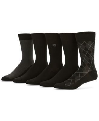 Perry Ellis Portfolio - Men's Flat Knit Dress Crew Socks, 5-pack