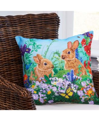 Bunny Garden Paradise Throw Indoor/Outdoor Accent Pillow