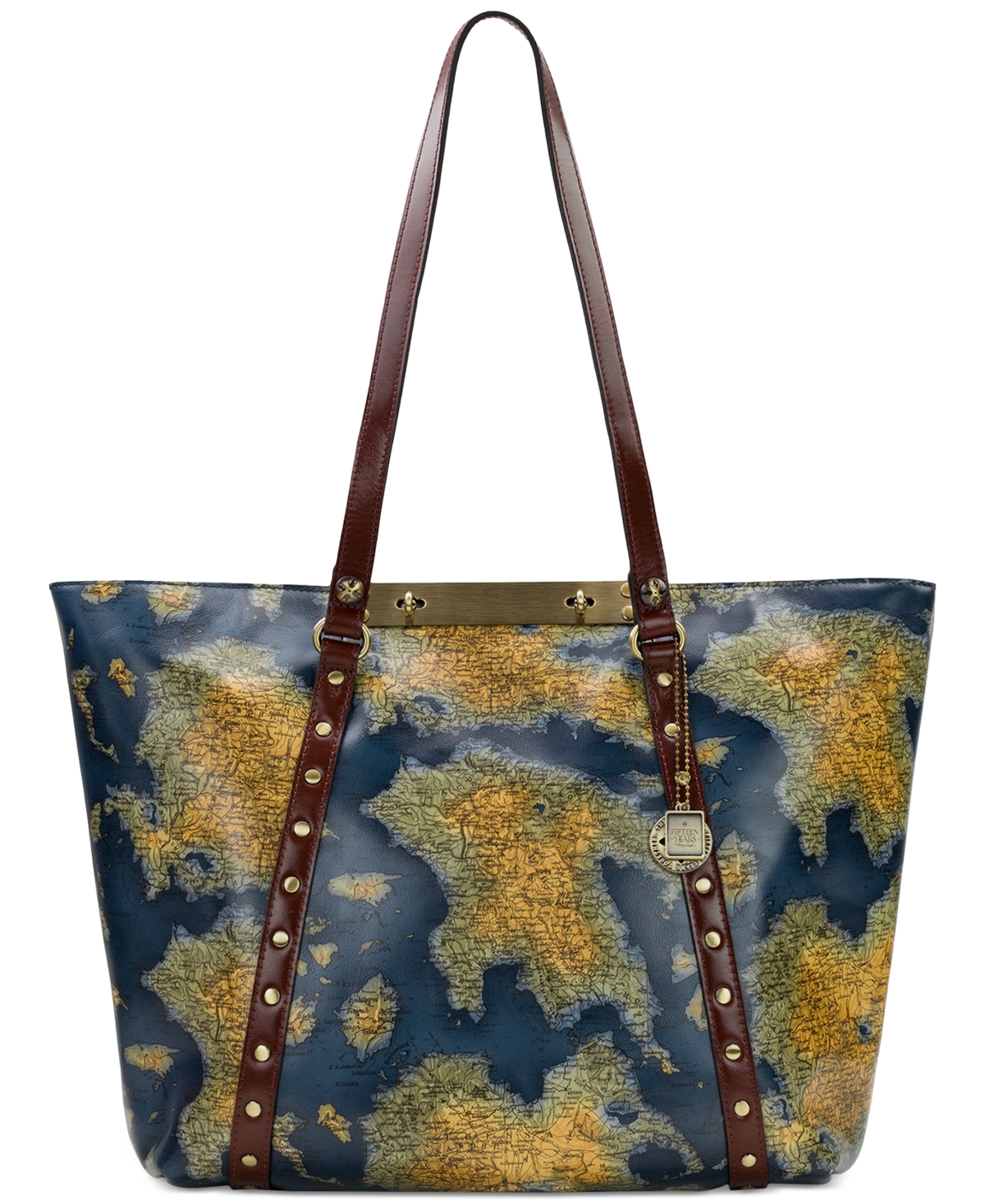 Shop Patricia Nash Benvenuto Smooth Leather Tote In Greek Map