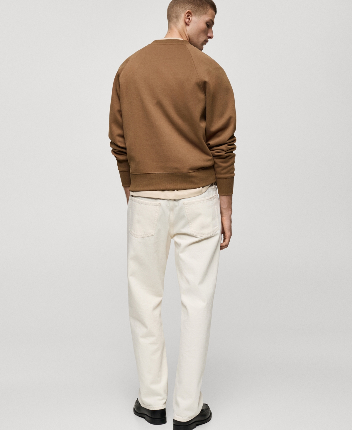 Mango Relaxed Fit Crewneck Sweatshirt In Medium Brown