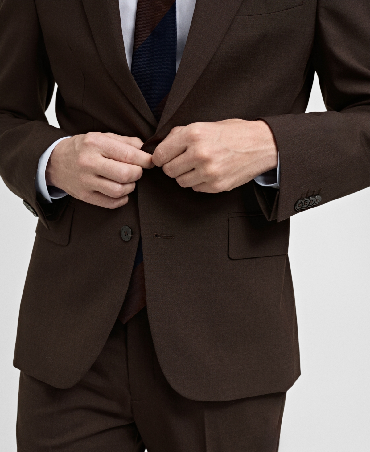 Mango Men's Slim-fit Wool Suit Blazer In Brown